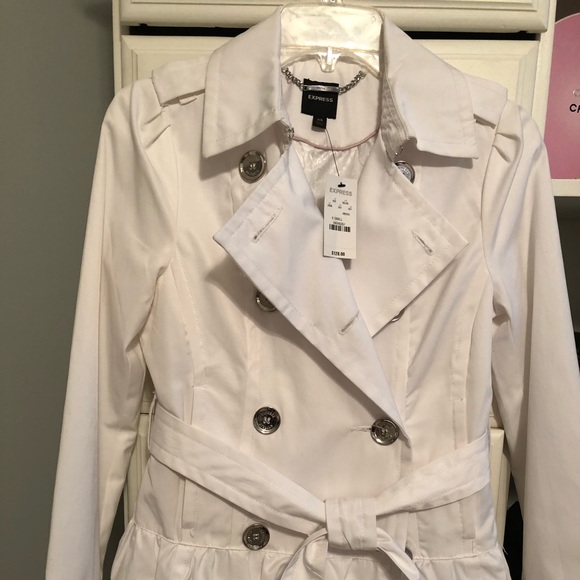 Express White Ruffle Trench - Picture 7 of 9